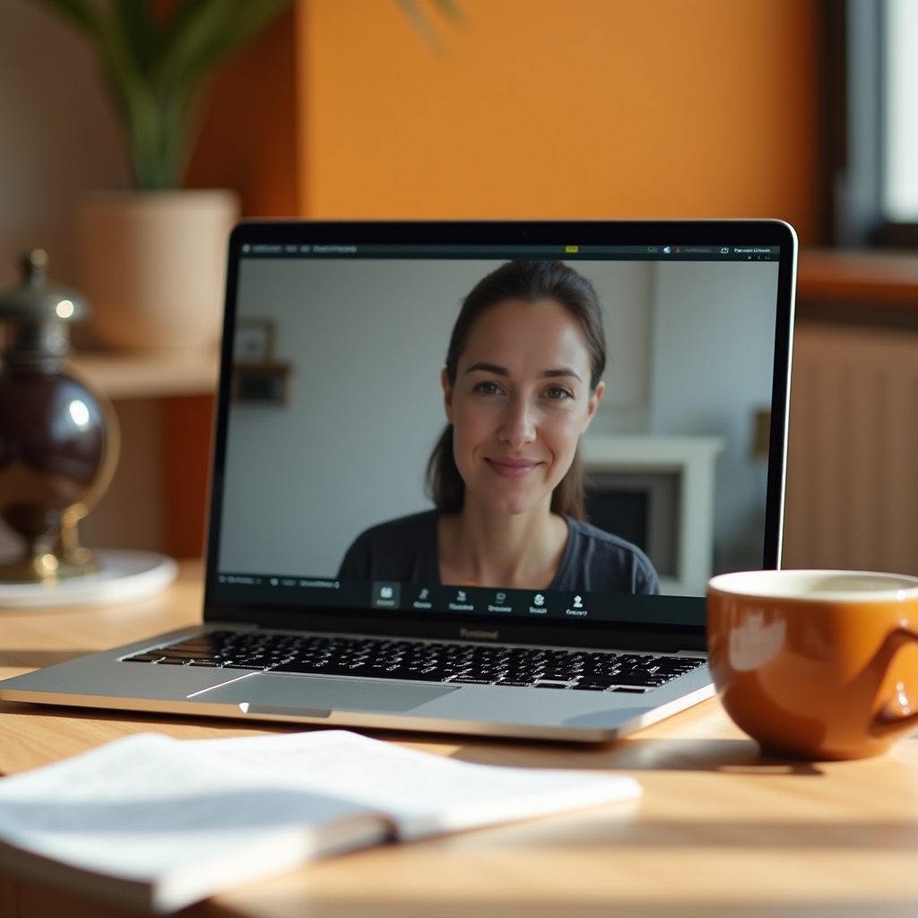 Clean home office setup for attending a live online financial psychology webinar